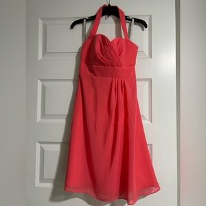 Coral Halter Neck Dress